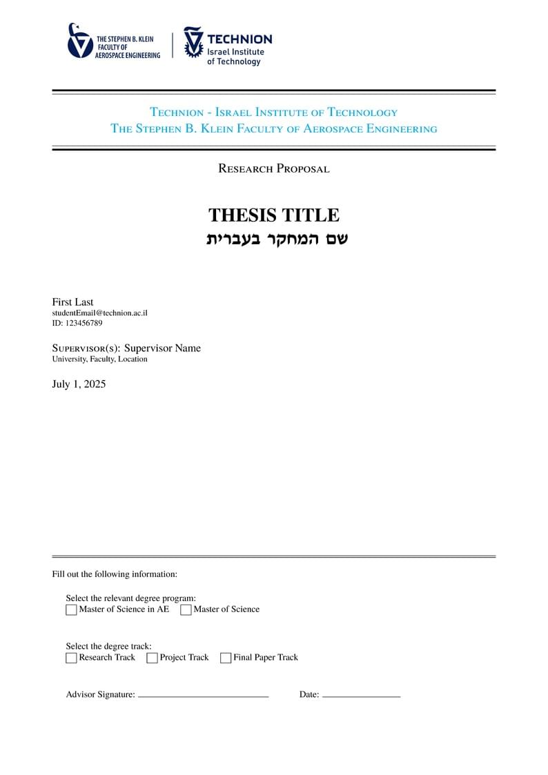Technion Aerospace Engineering - Research Proposal