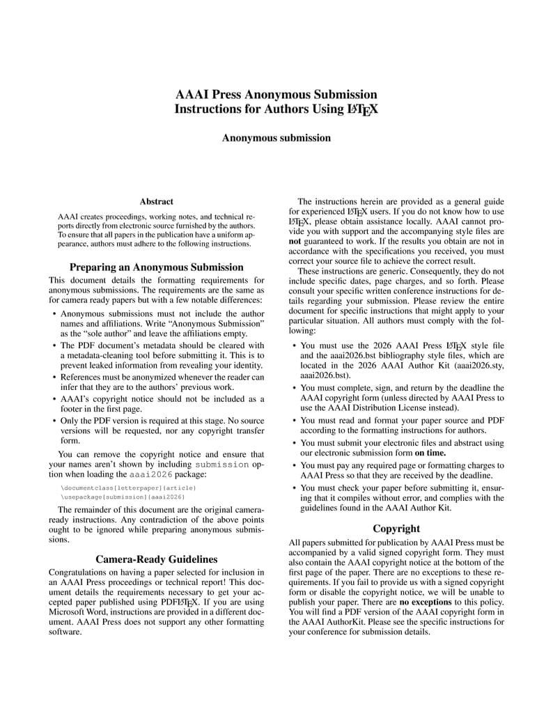 AAAI 2026 Press Formatting Instructions for Authors Using LaTeX