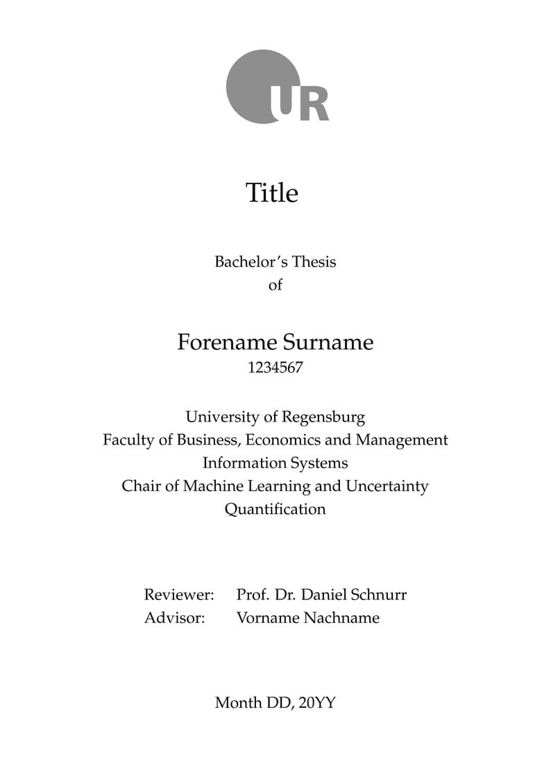 University of Regensburg - MLUQ Thesis Template