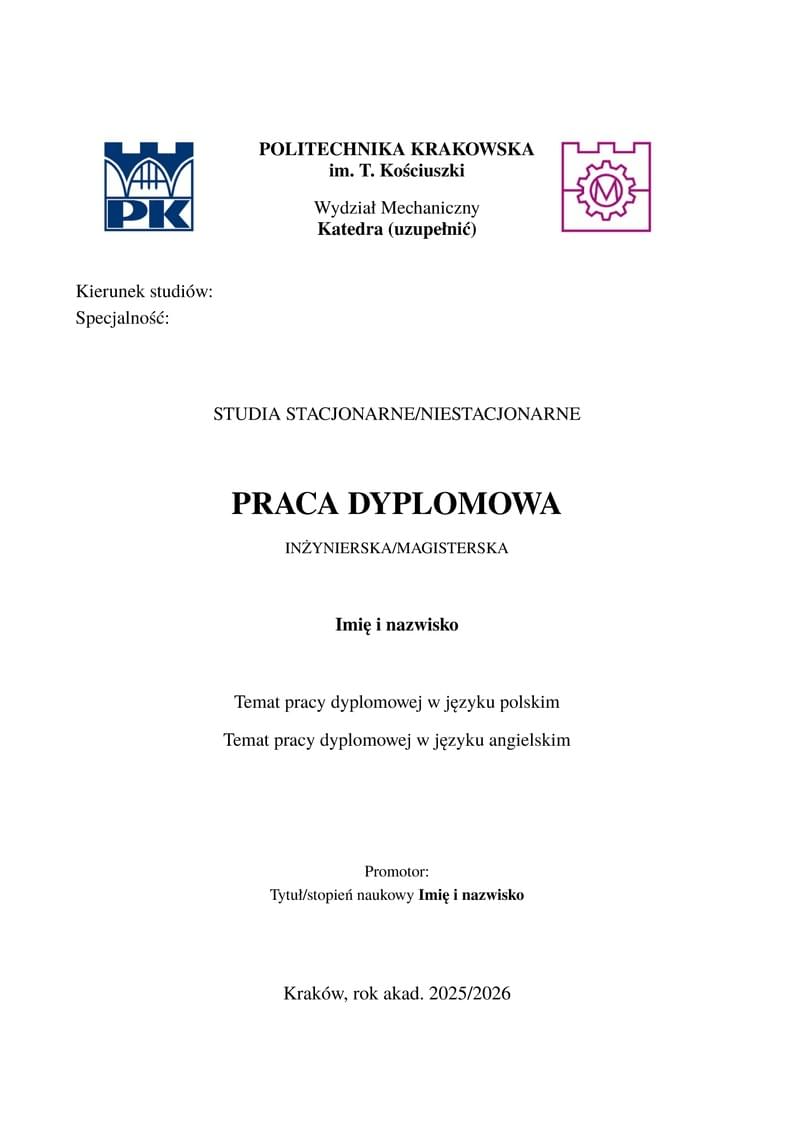 Politechnika Krakowska - wzór pracy dyplomowej
