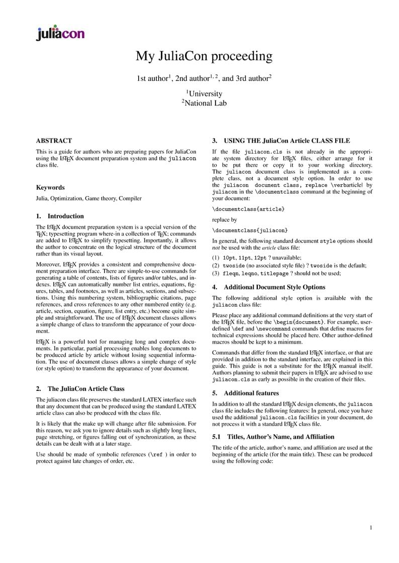 JuliaCon Proceedings Template