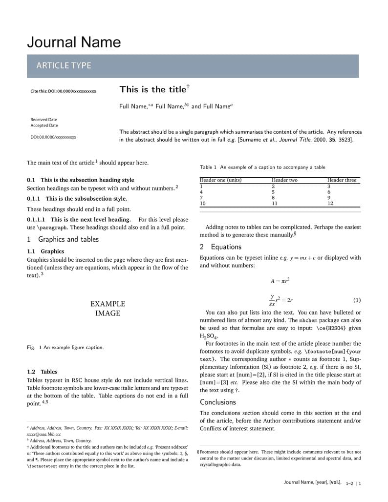 Royal Society of Chemistry article template