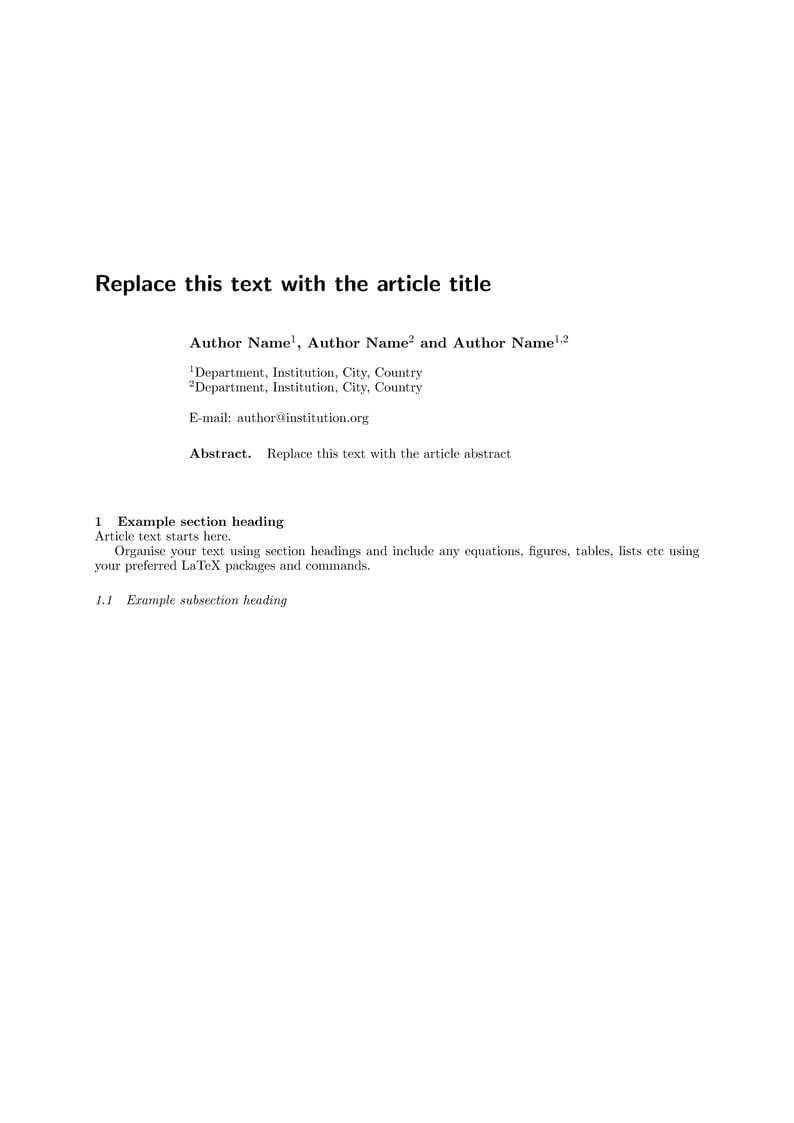 Template for IOP Publishing Conference Series