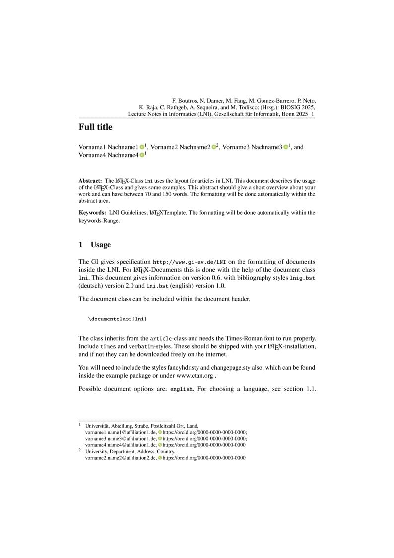 BIOSIG 2025 Author Kit: Camera Ready