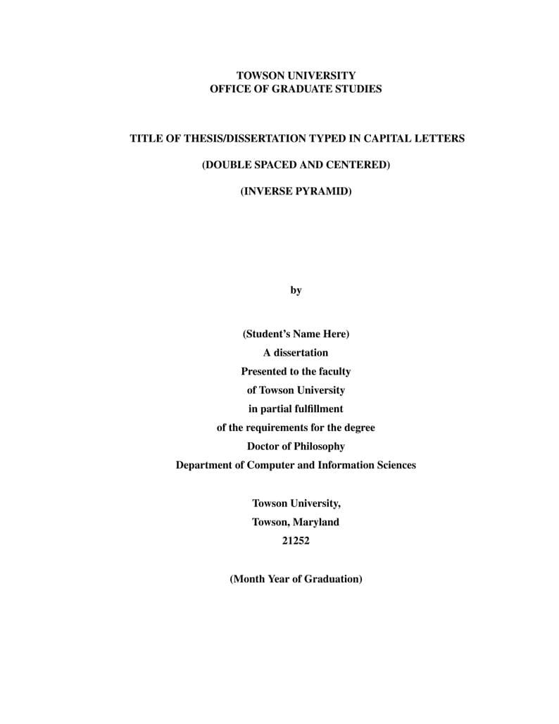 Towson University Graduate School Thesis/Dissertation Template IEEE Format