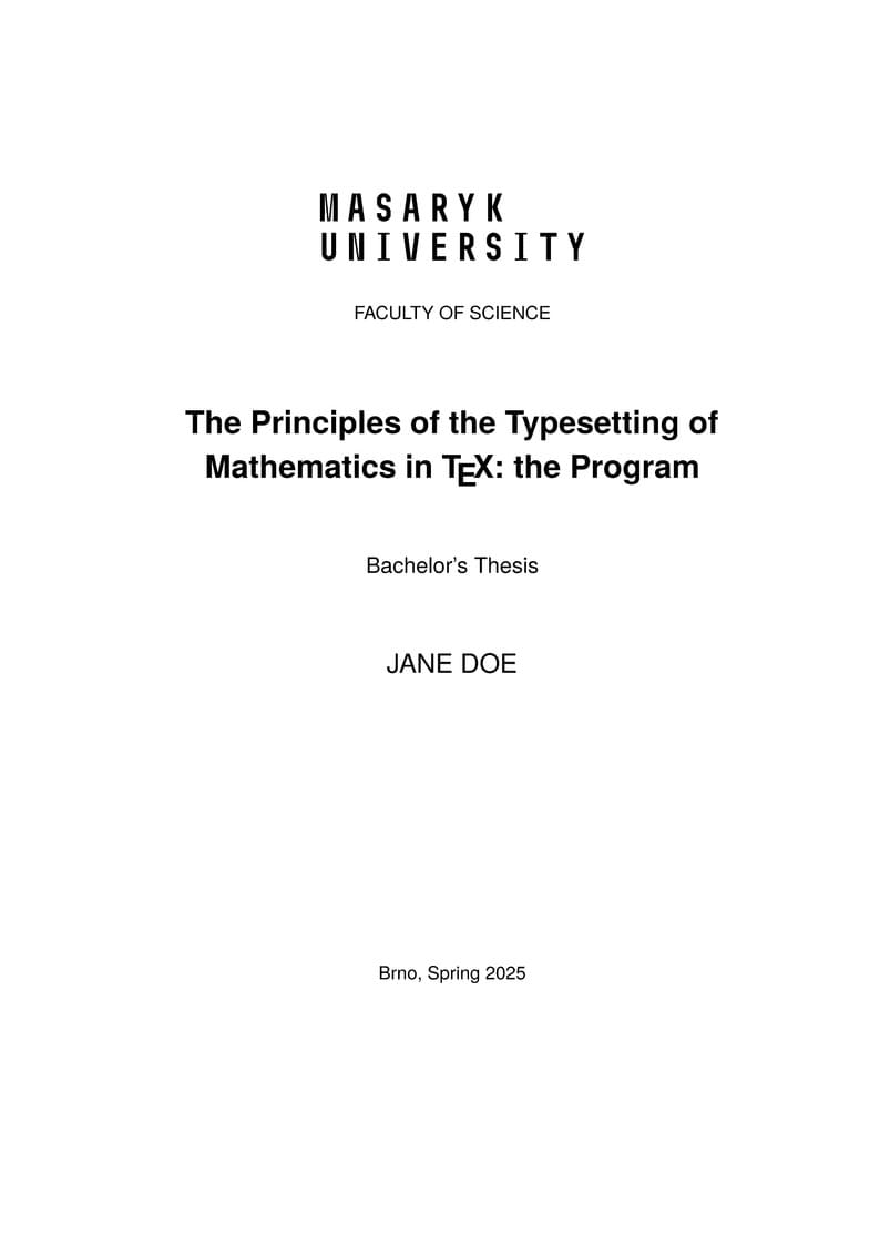Fithesis4 for the Faculty of Science at the Masaryk University in Brno