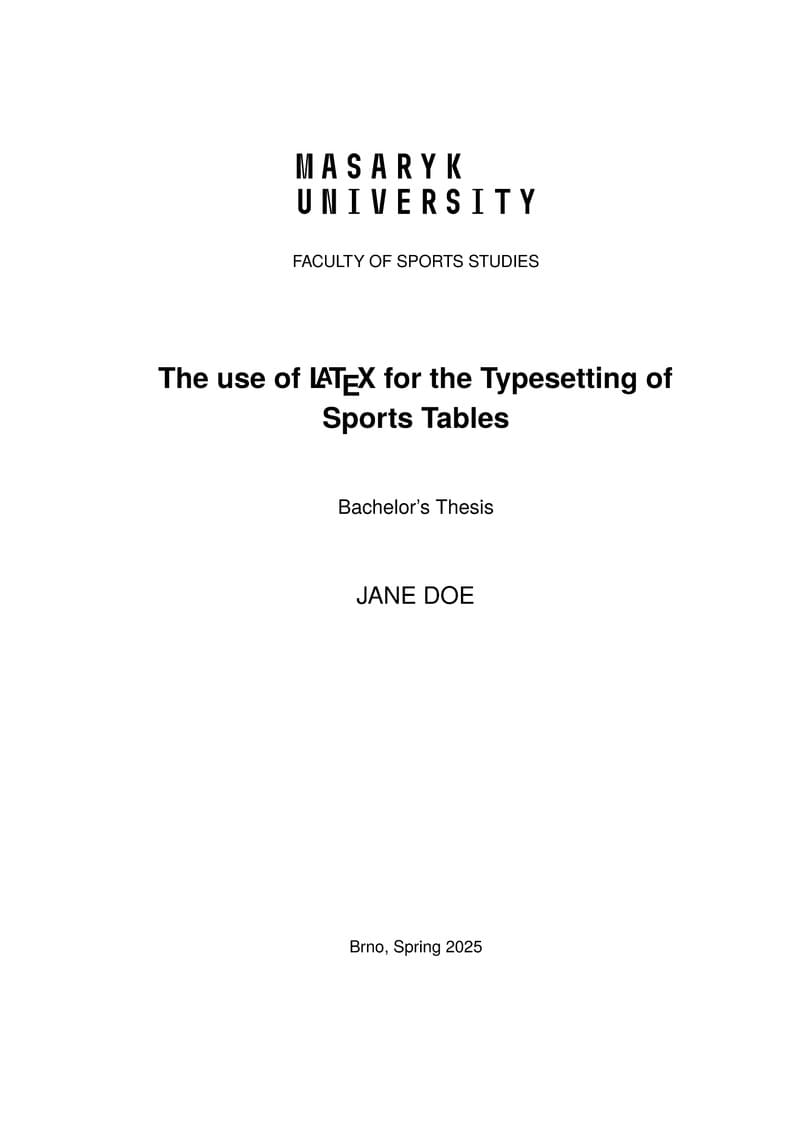Fithesis4 for the Faculty of Sports Studies at the Masaryk University in Brno