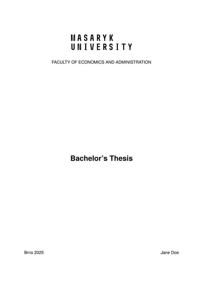 Fithesis4 for the Faculty of Economics and Administration at the Masaryk University in Brno