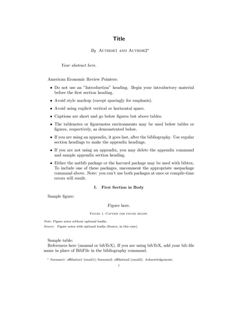 Journal Template for American Economic Journals (AEJ)