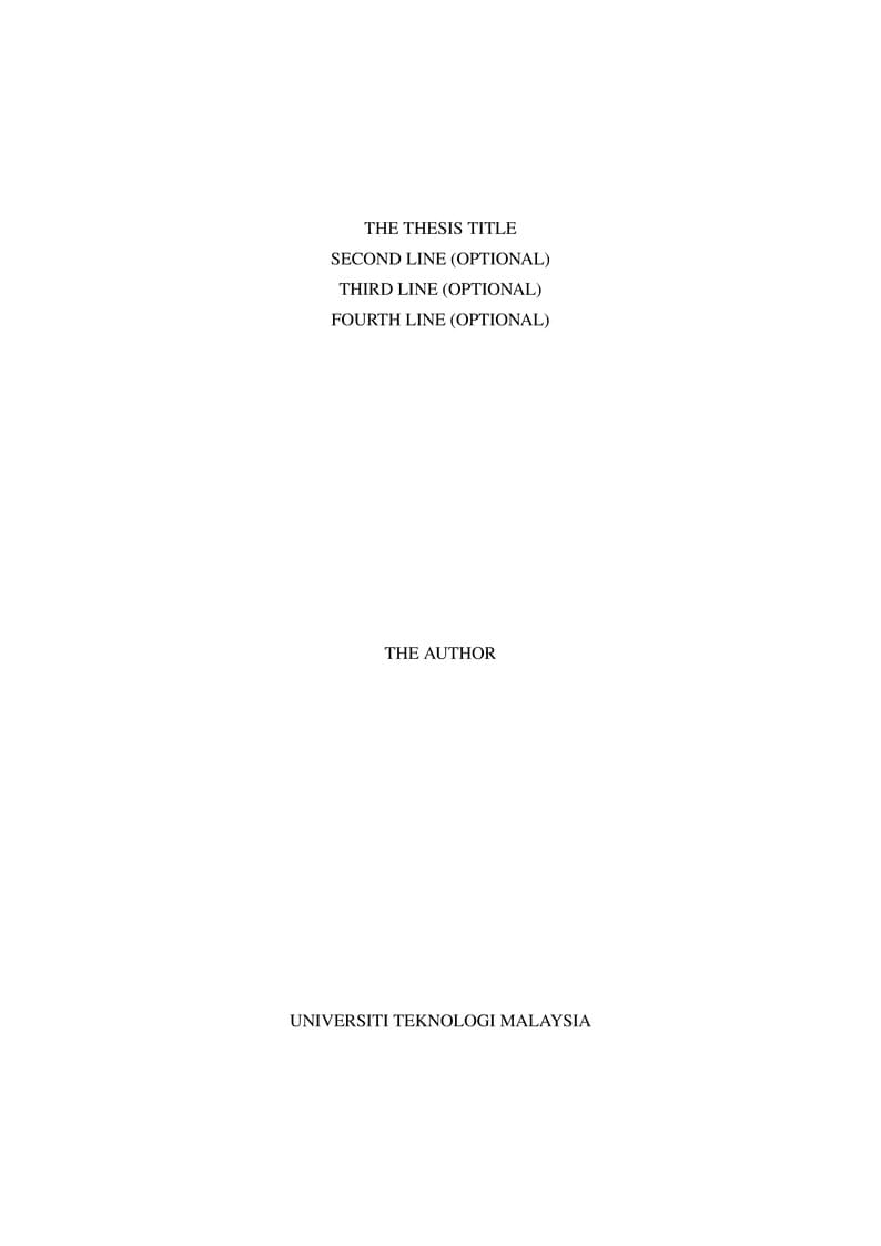 Universiti Teknologi Malaysia Thesis Template