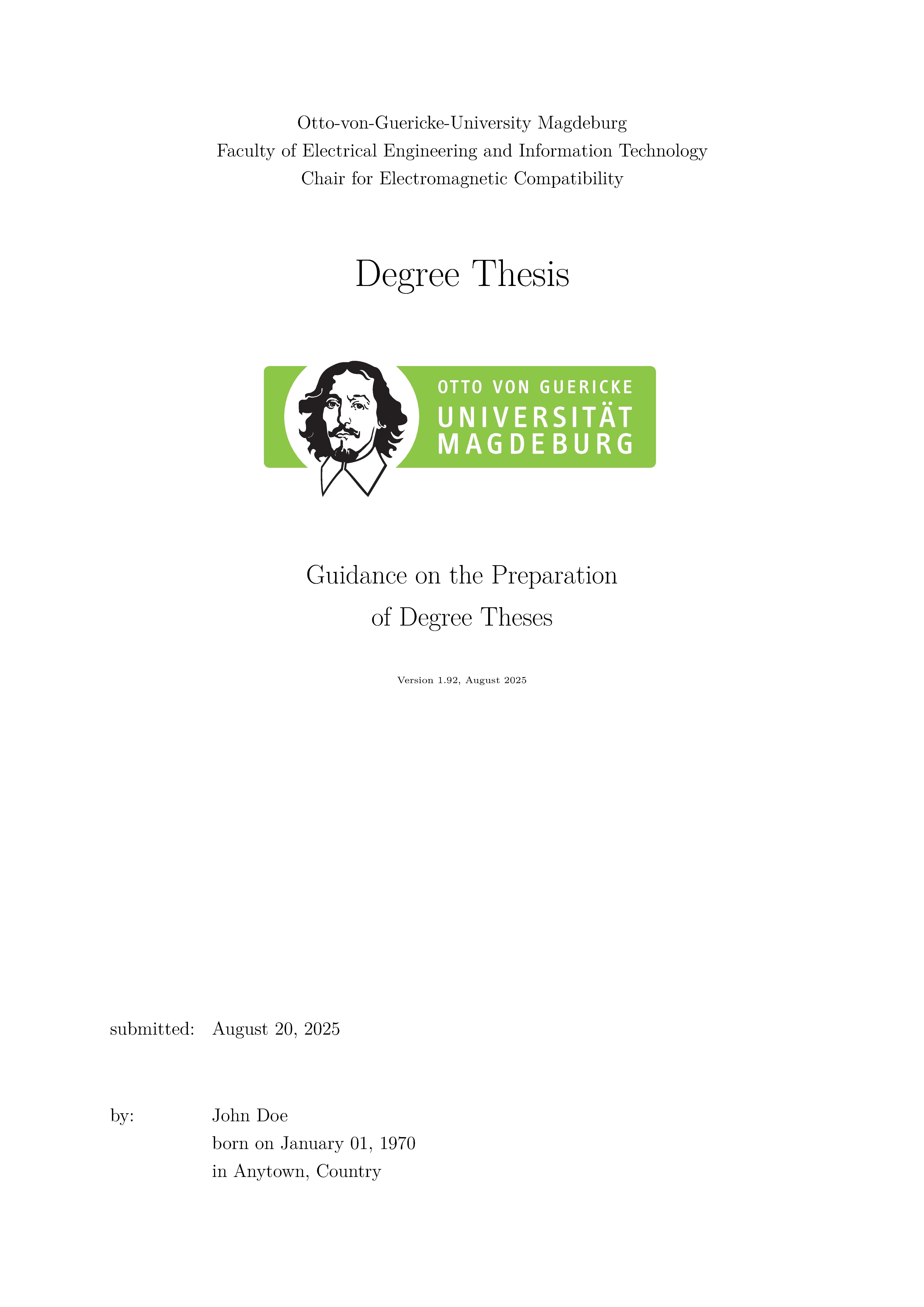 Guidance on the Preparation of Degree Theses