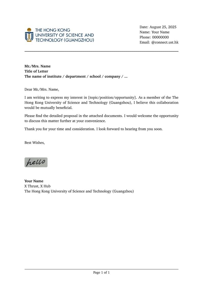 HKUST(GZ)-Letter-Template