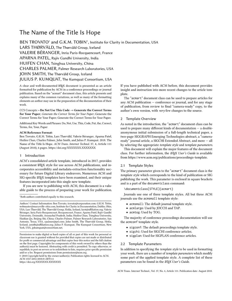 Association for Computing Machinery (ACM) - Large 2-Column Format Template