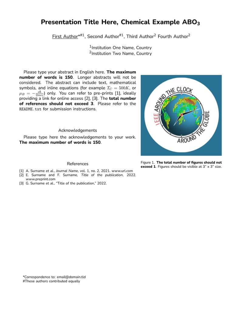 Abstract template for submissions for the 2025 Around-the-Clock Around-the-Globe Magnetics Conference