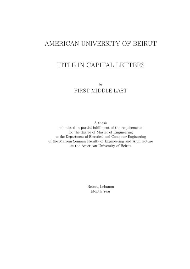 American University of Beirut (AUB) Thesis Template
