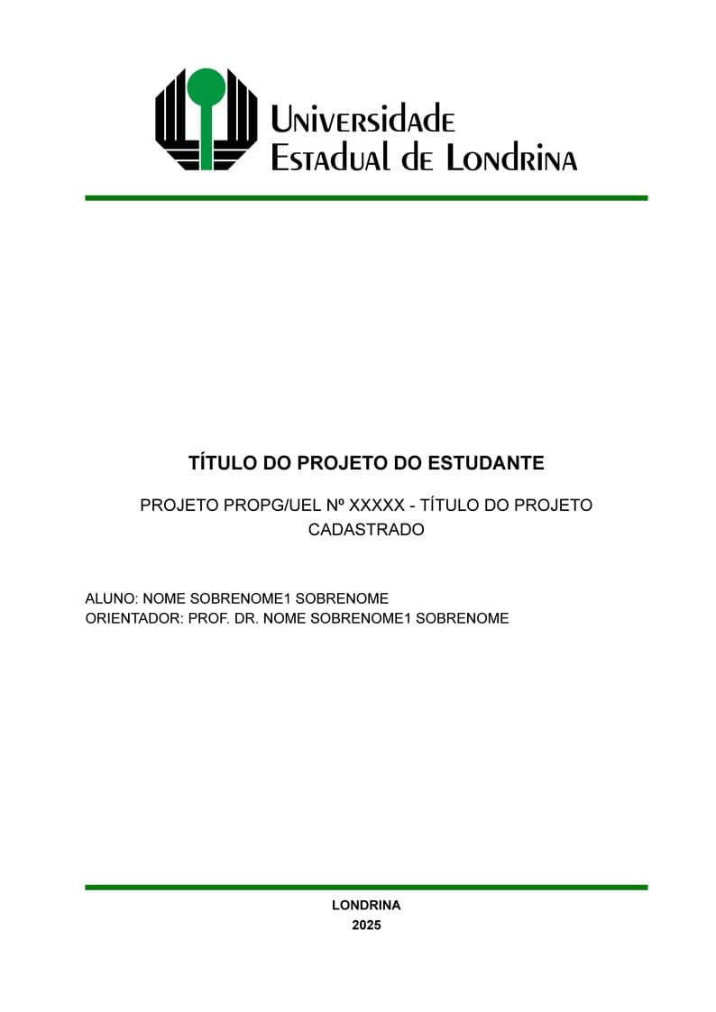 Template Relatório Iniciação Científica - UEL