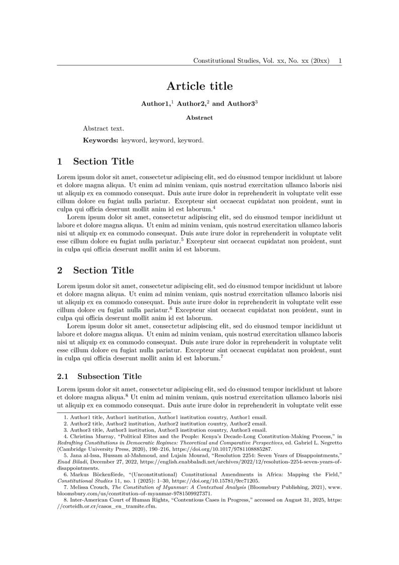 Constitutional Studies journal article template