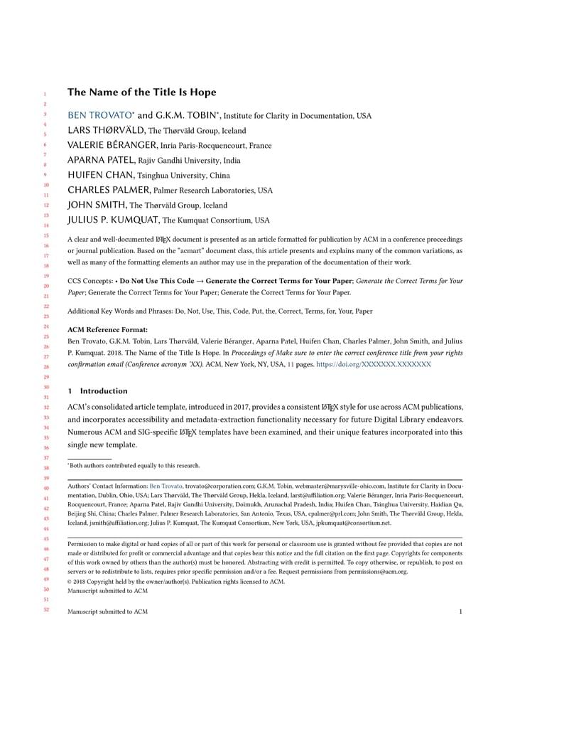 Association for Computing Machinery (ACM) - Generic Journal Manuscript Template