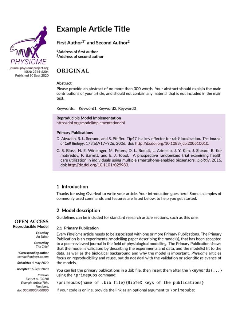 Physiome Journal Article Template