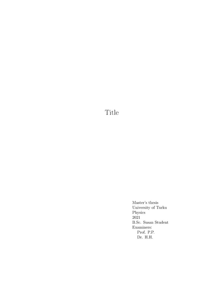 MSc thesis template of Physics and Astronomy at University of Turku