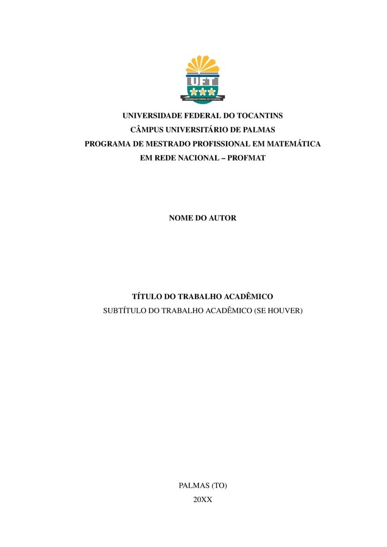 Modelo de dissertação PROFMAT - UFT