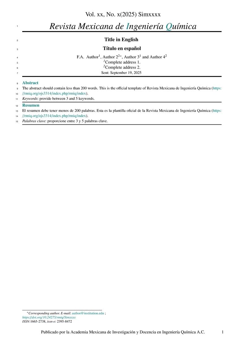 Revista Mexicana de Ingeniería Química