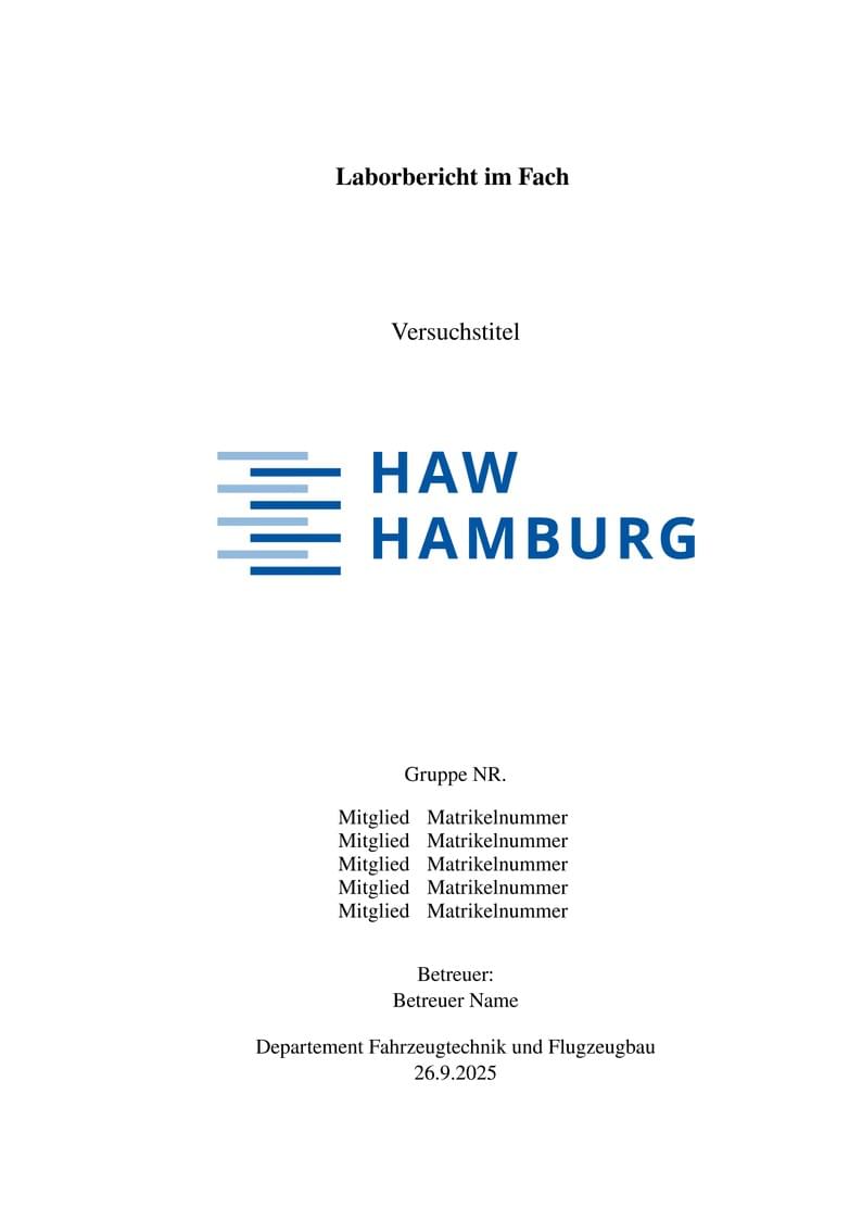 Laborbericht HAW mit autosort Symbolverzeichnis