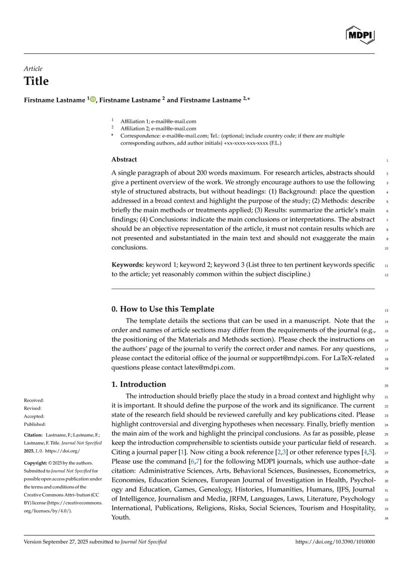 MDPI Article Template