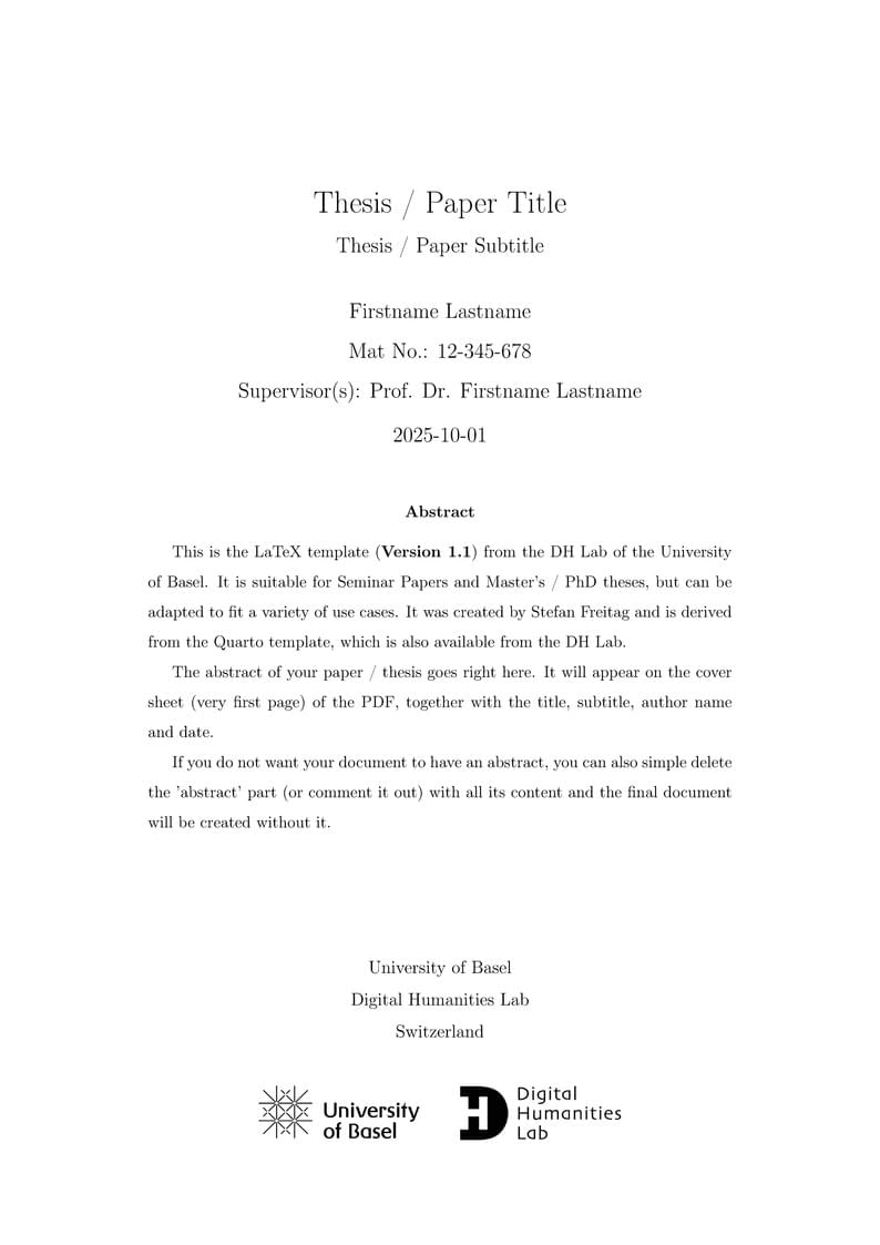 Paper & Thesis Template, DH Lab, University of Basel
