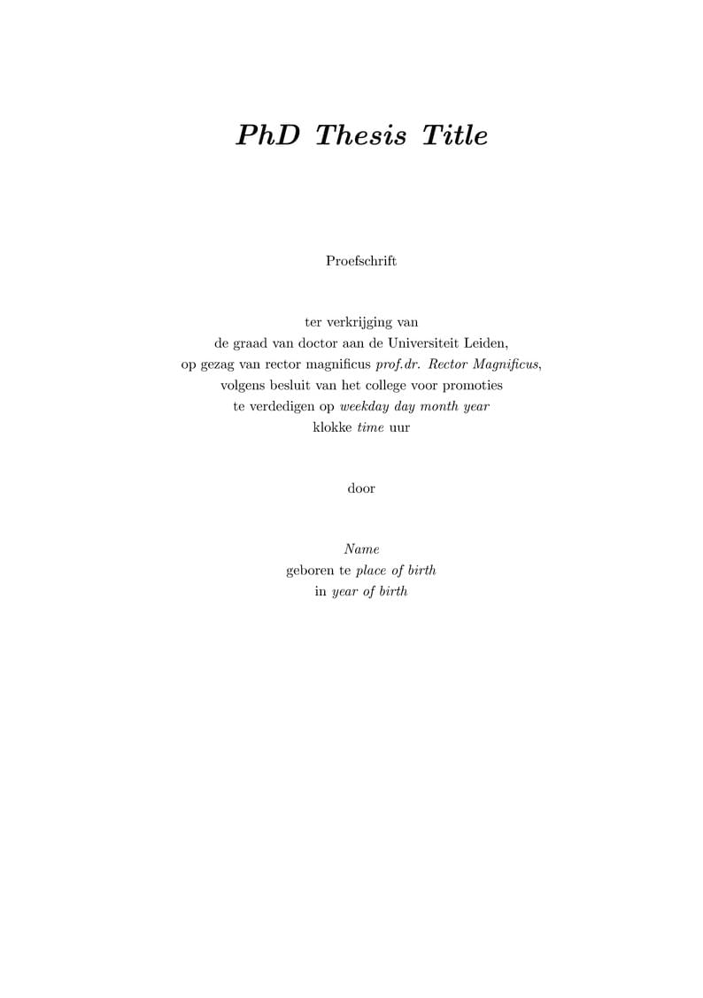 PhD Thesis Template Leiden University (LIACS)