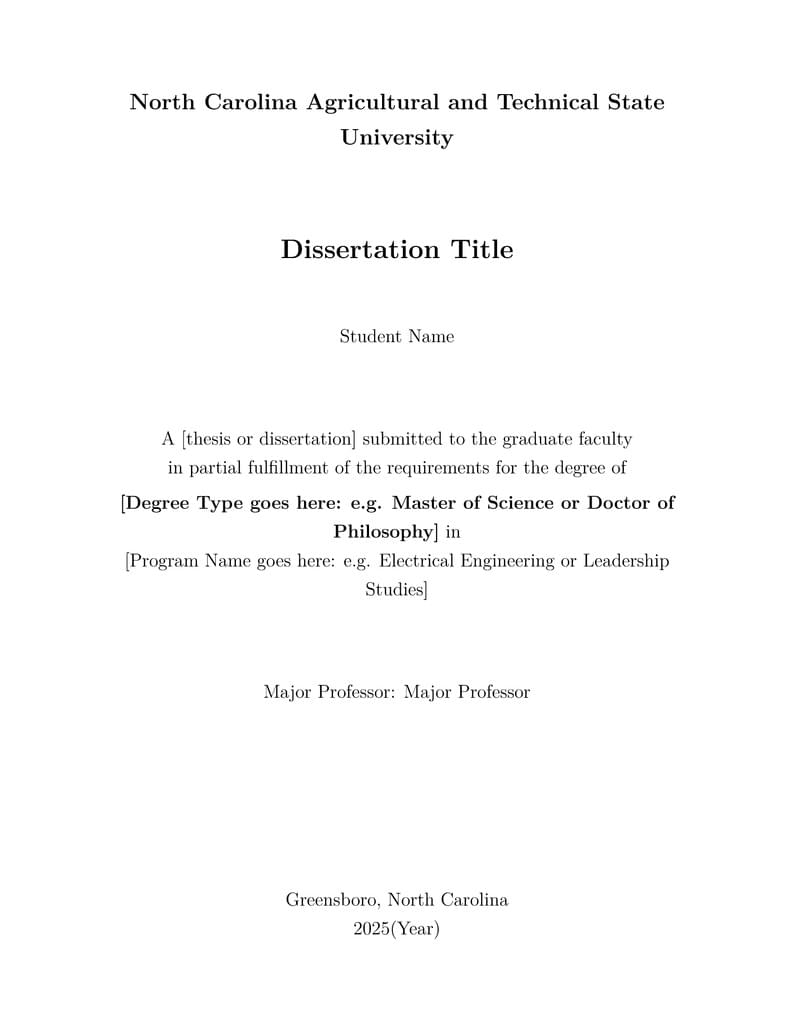 NC A&T State University PhD Dissertation/Proposal Template