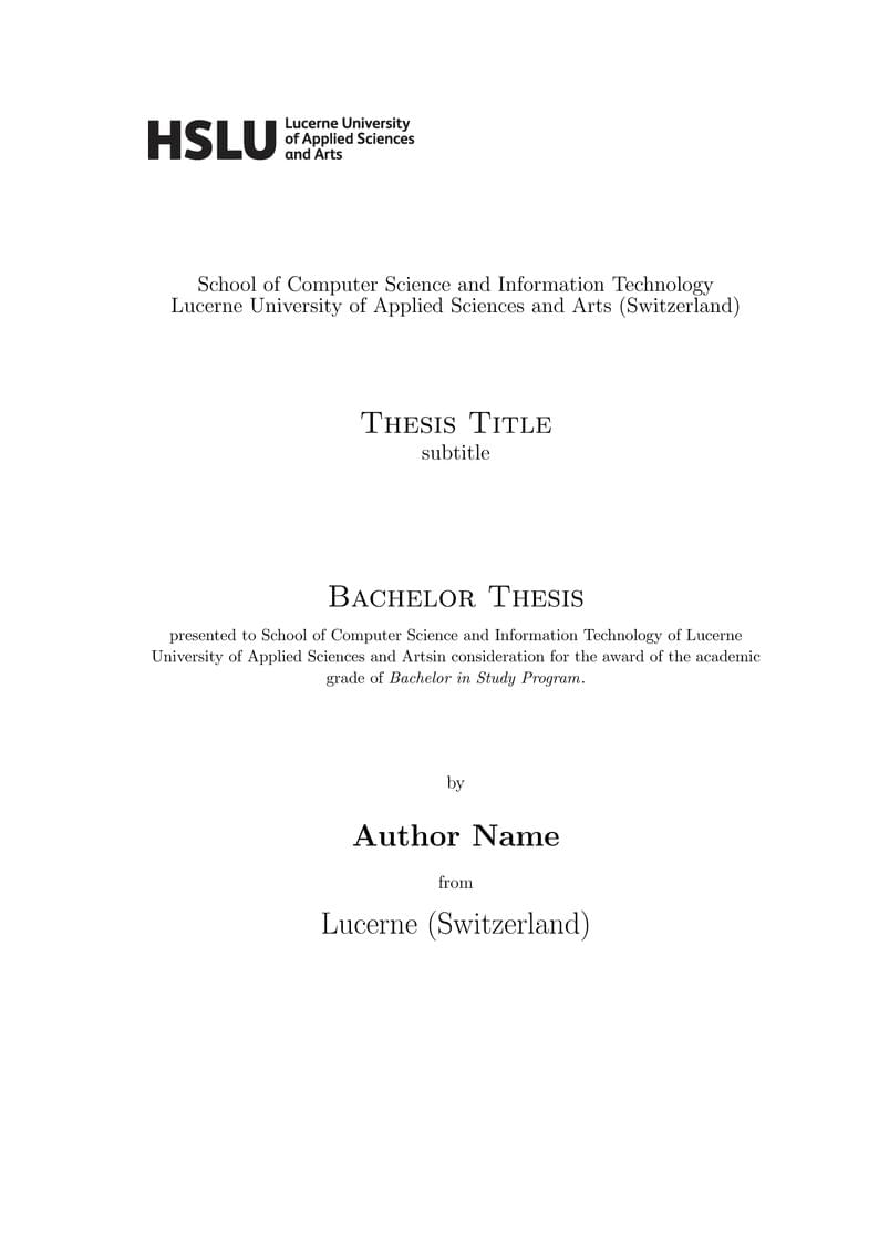 HSLU-I Bachelor Thesis Template