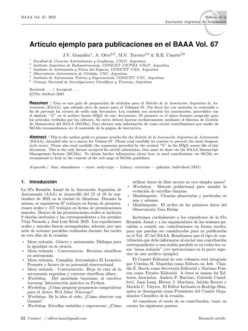 Boletín Asociación Argentina de Astronomía vol. 67 (BAAA67)