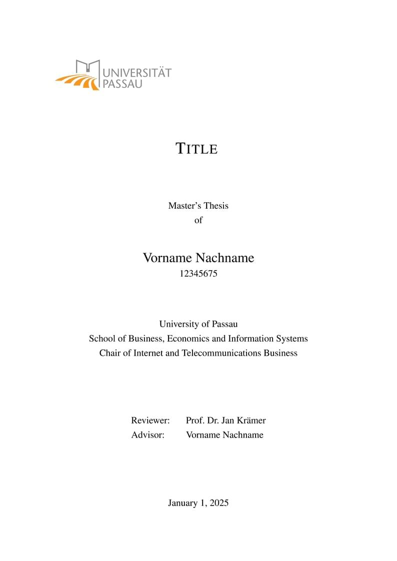 University of Passau - ITW Thesis Template - Chair Prof. Krämer
