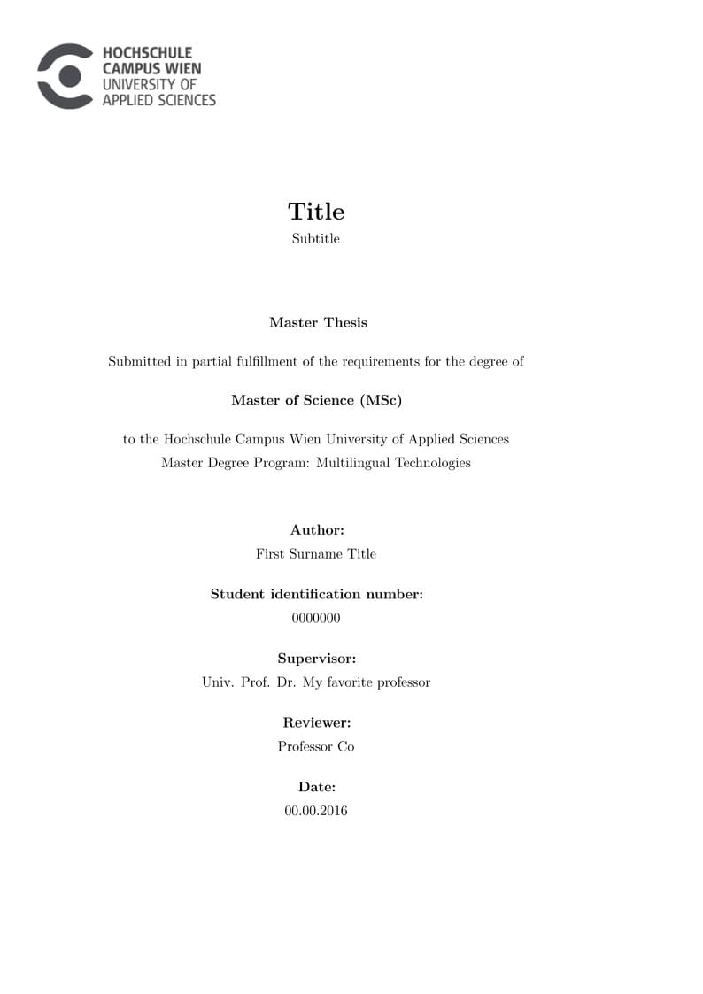 Thesis template - Joint Master Multilingual Technologies