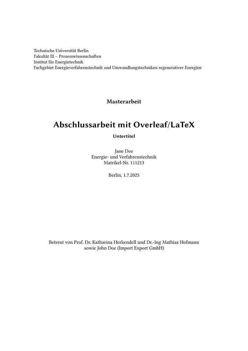 TU Berlin Vorlage Abschlussarbeit