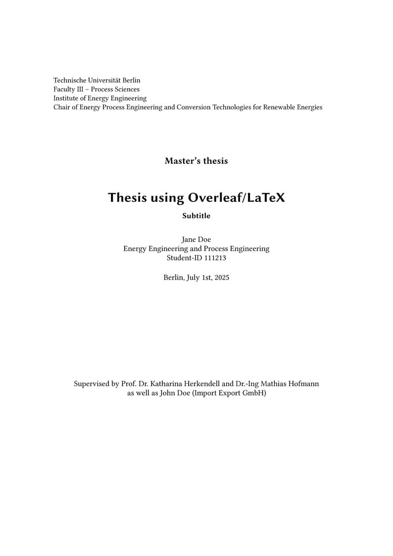 TU Berlin - Template Student Thesis - ENGLISH