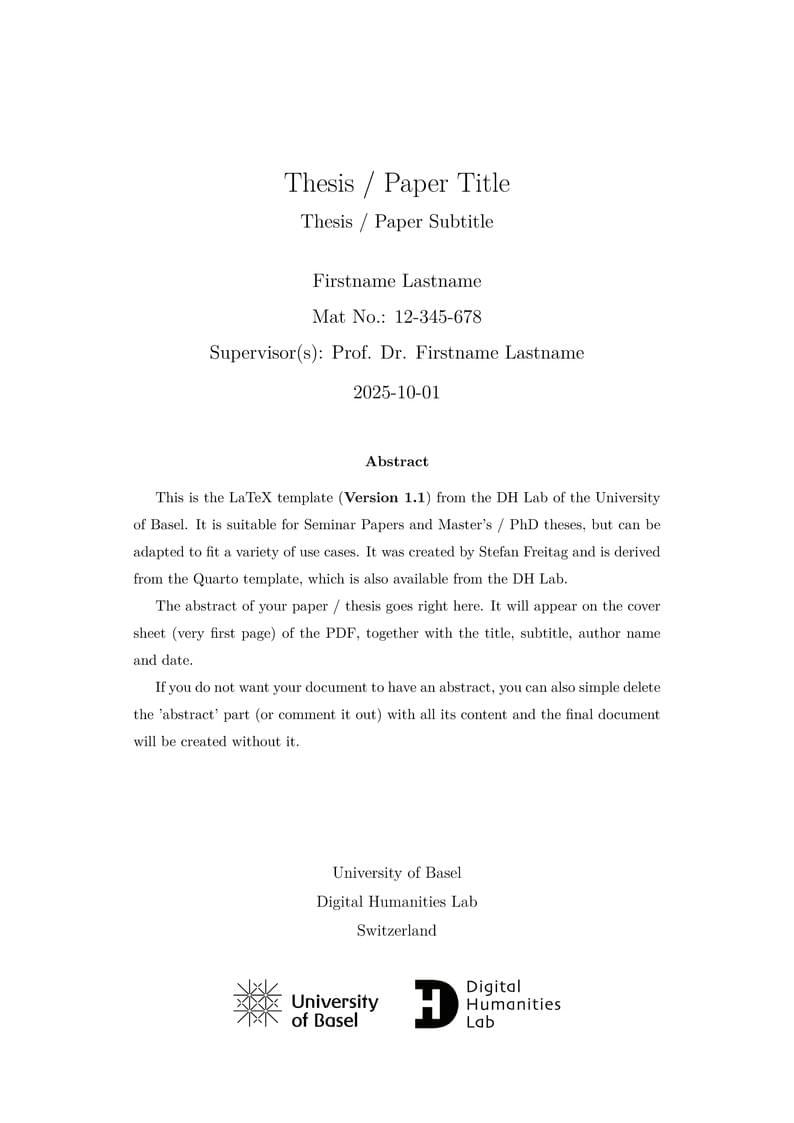 Paper & Thesis Template, DH Lab, University of Basel