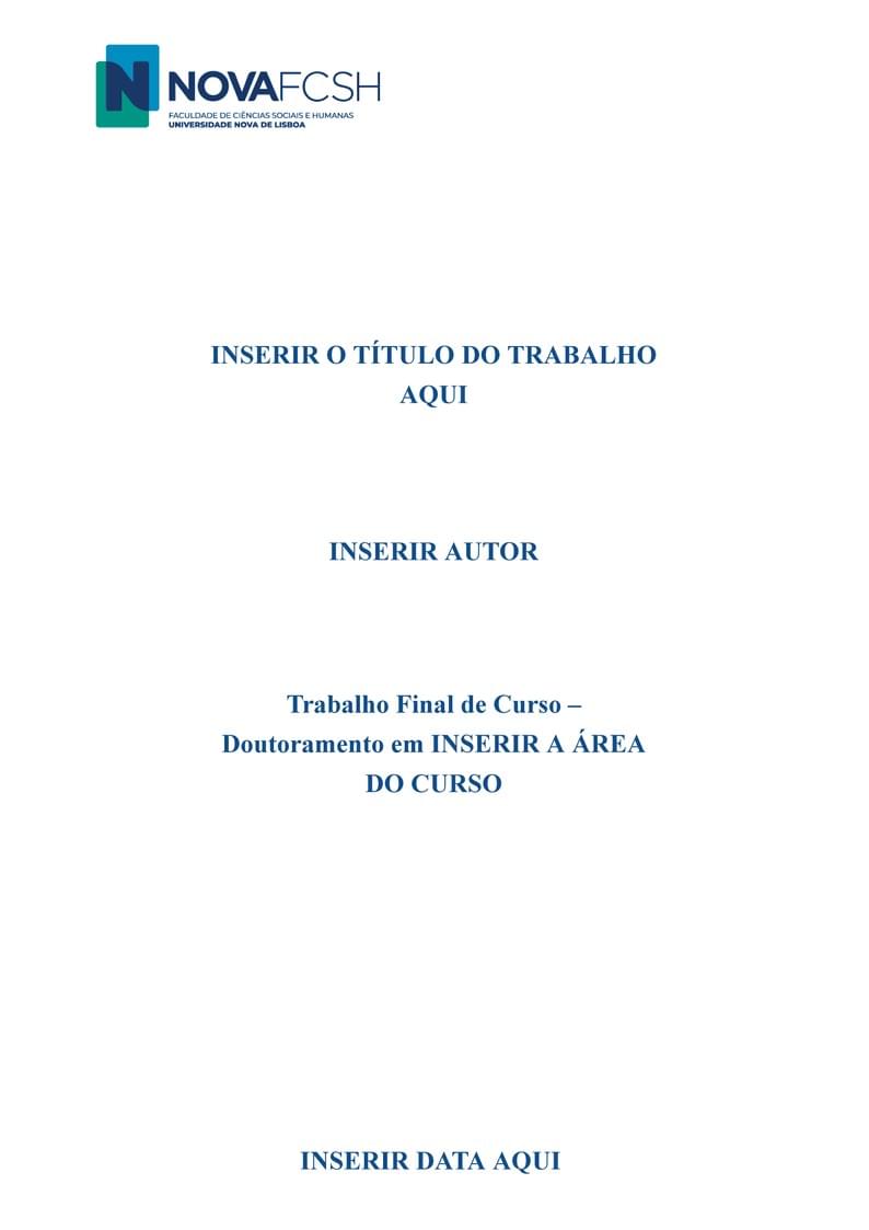 Trabalho Final de Curso - Doutoramento NOVA-FCSH