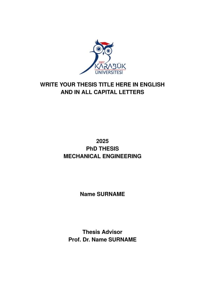 Karabük University — Institute of Graduate Programs: Thesis Template