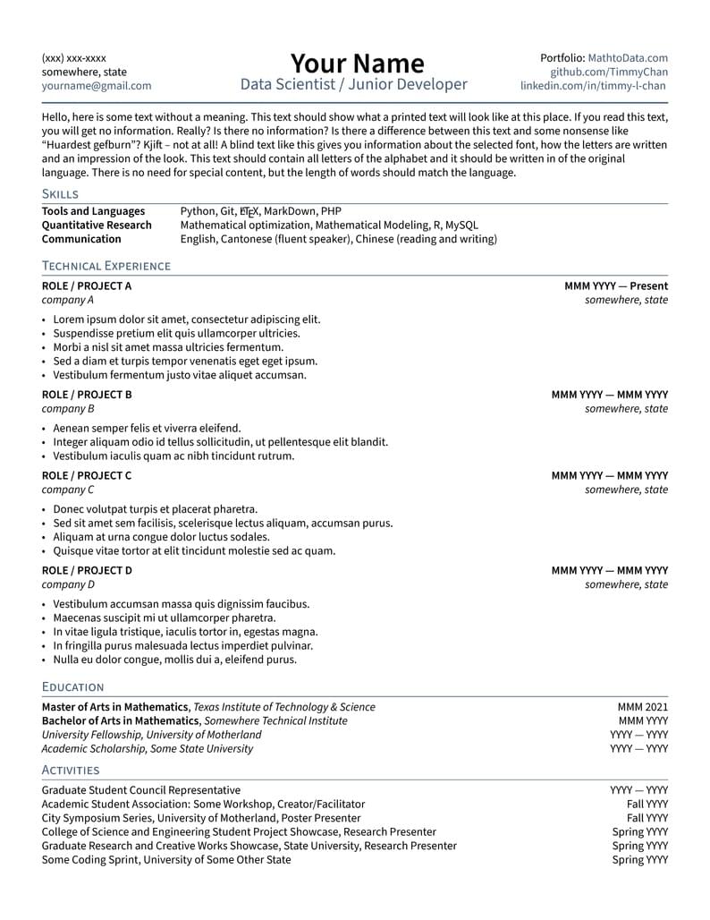 data-science-tech-resume-template