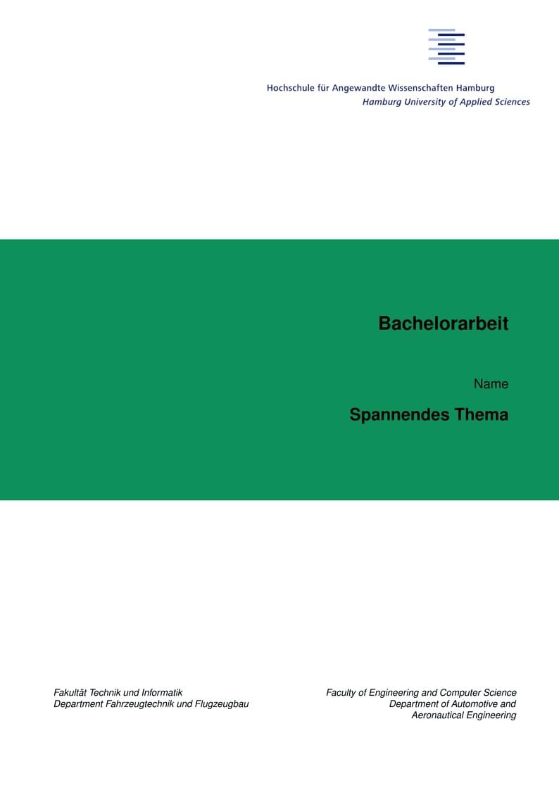 Vorlage Abschlussarbeit HAW