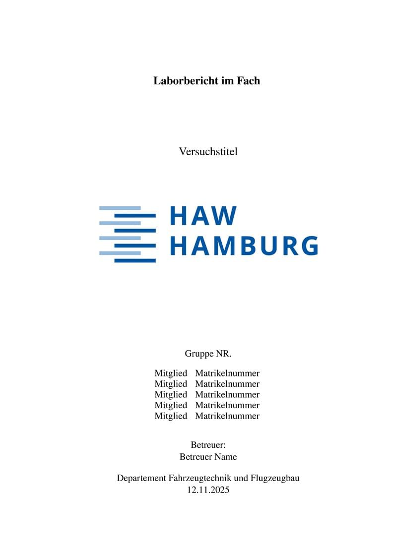 Laborbericht HAW mit autosort Symbolverzeichnis