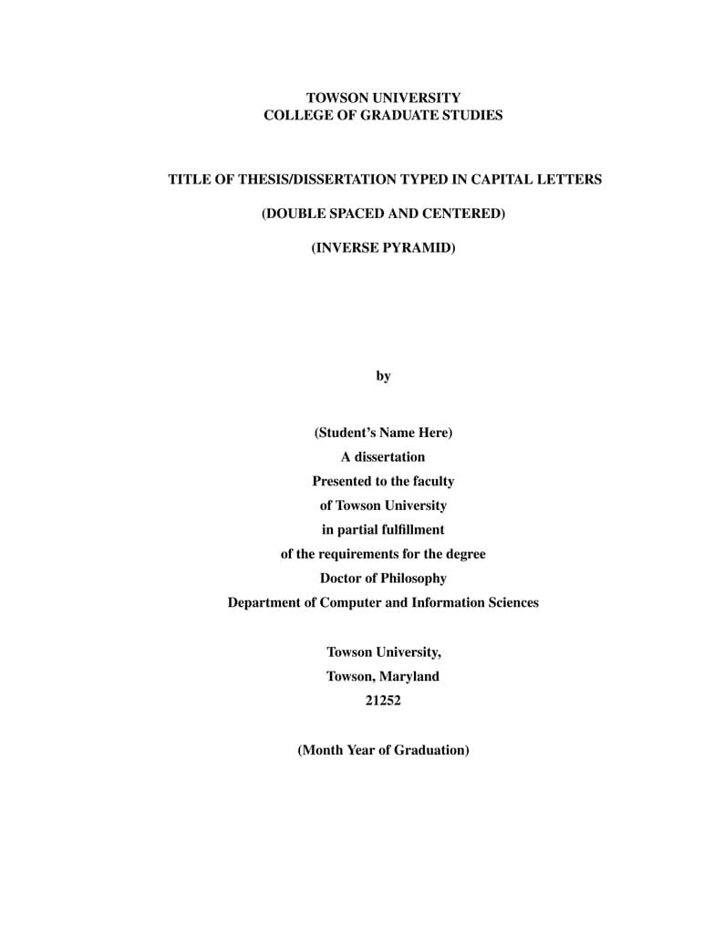 Towson University College of Graduate Studies Thesis/Dissertation Template, IEEE Format