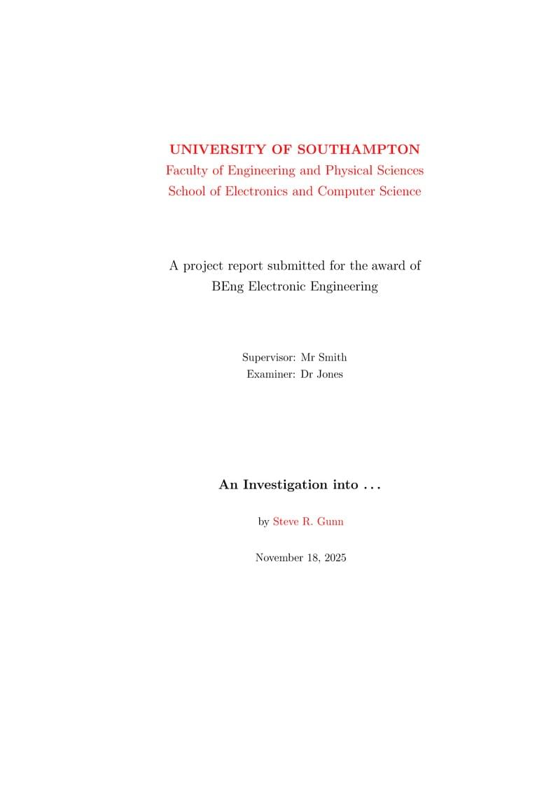 University of Southampton Part III Project Report Template