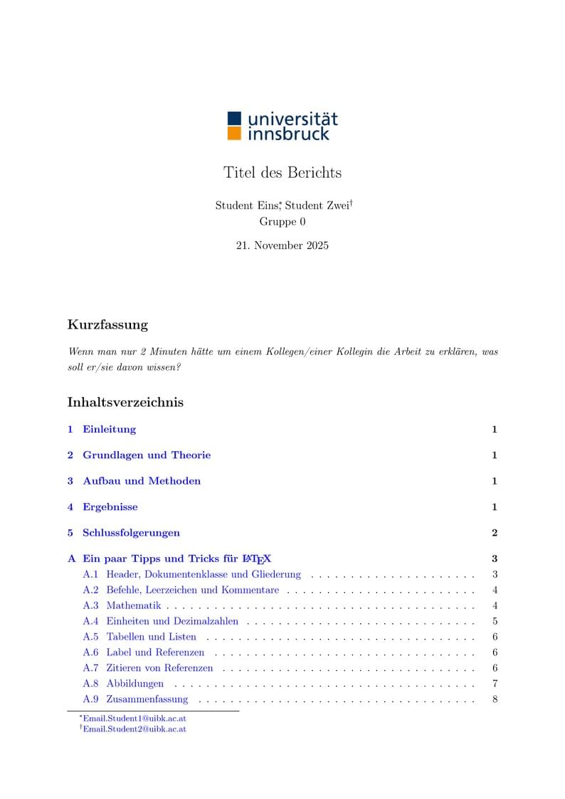 Vorlage Grundpraktikum Physik - Universität Innsbruck