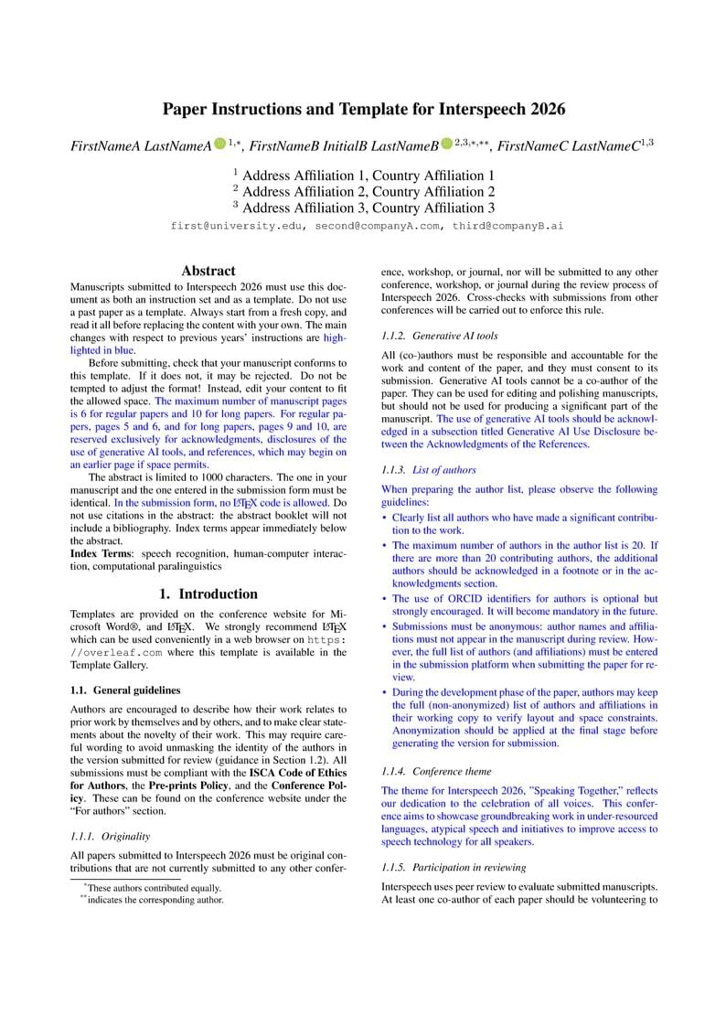Interspeech Paper Kit