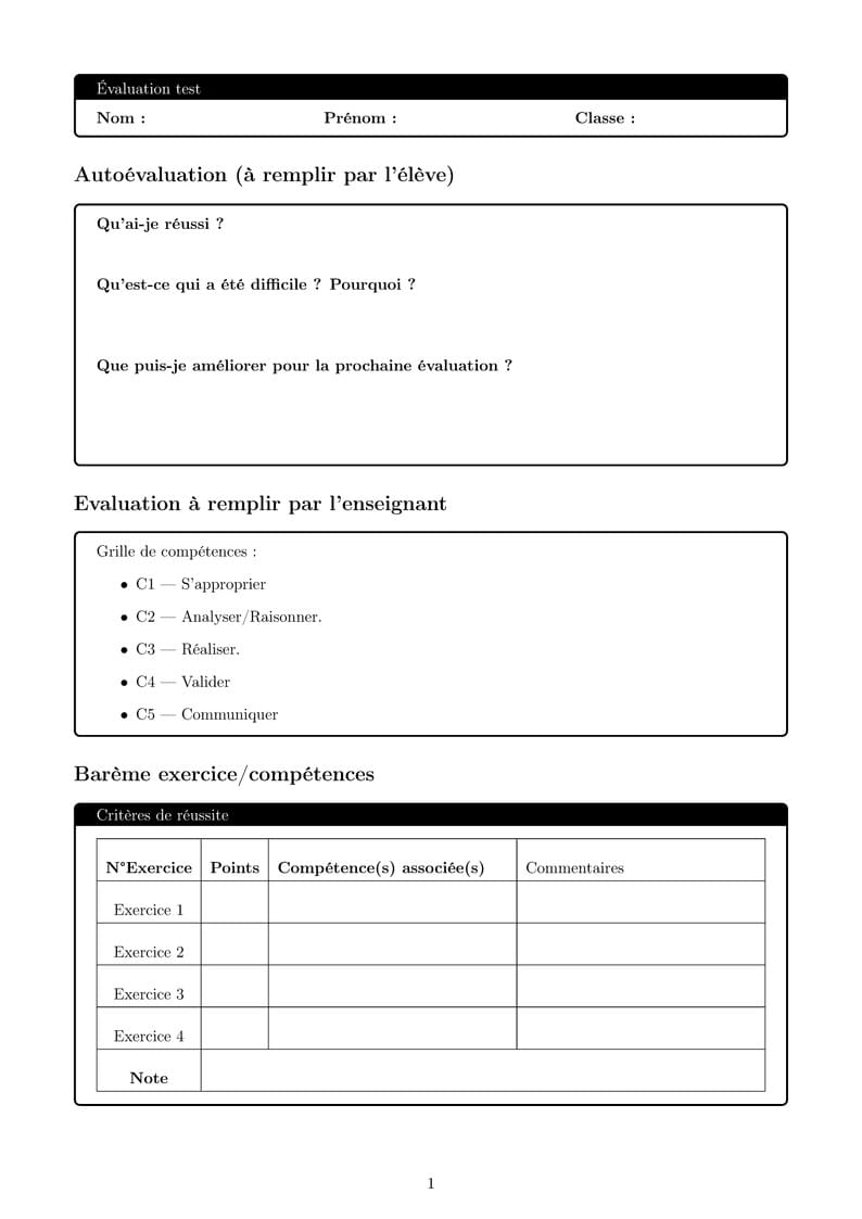 Evaluations type