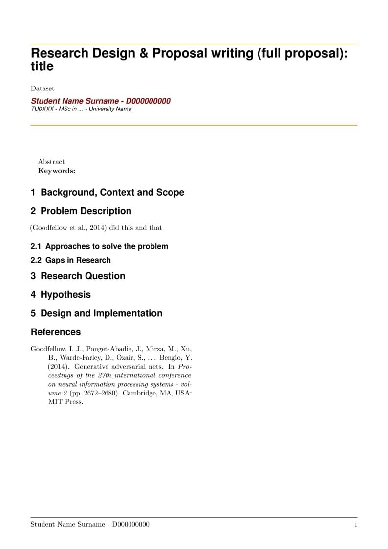 TU Dublin MSc Proposal Template