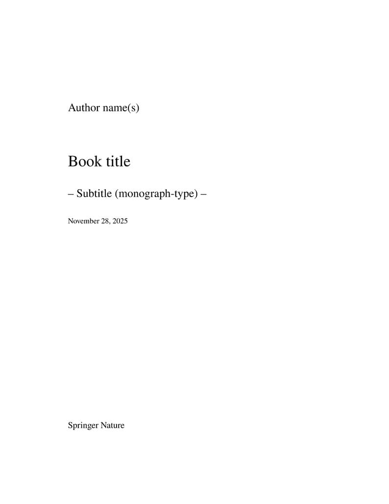 Template for Springer Nature Monographs